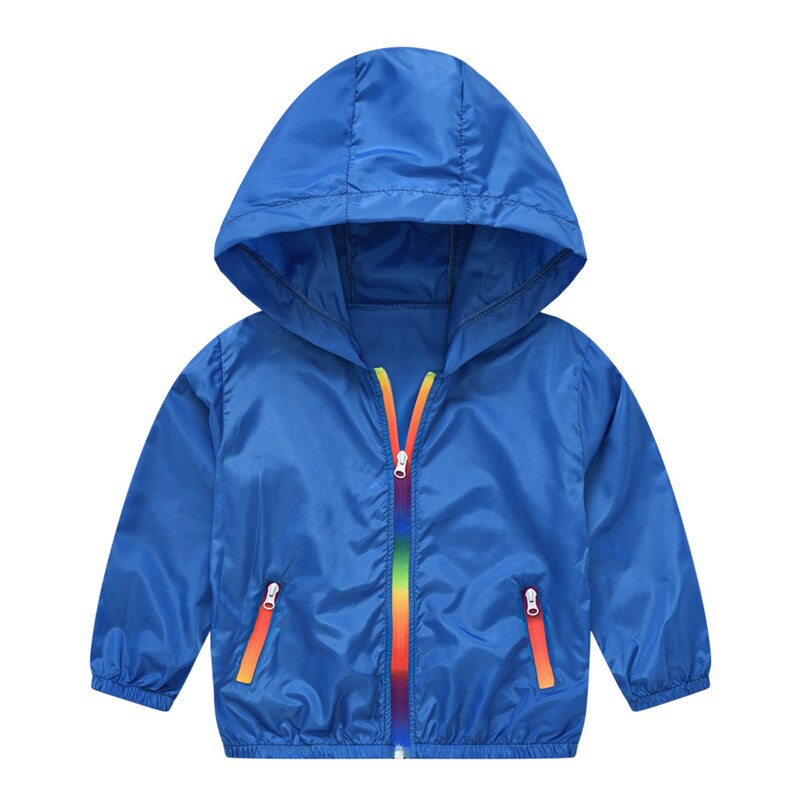 Children Toddler Sunscreen Jacket Thin Breathable light Sun Protective Outdoor Coat Hooded Anti-UV Summer Beach Clothes Rainbow: blue / 11T (150)
