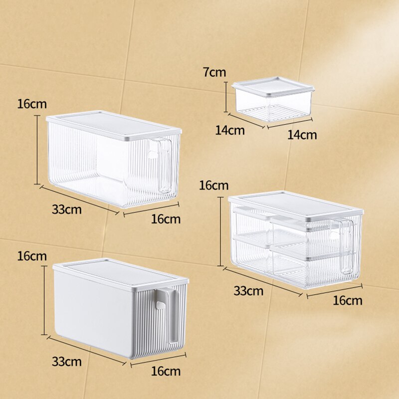 Stackable Plastic Storage Box with Lid and Handle Transparent Pantry Food Container Kitchen Refrigerator Fruit Organizer Bin