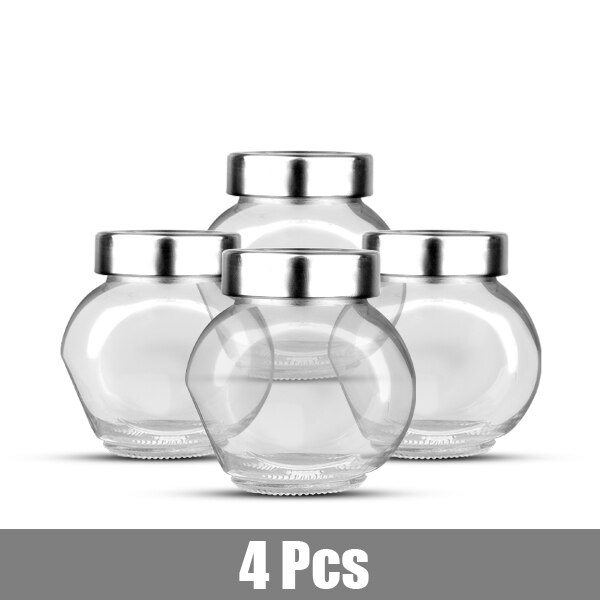Frasco hermético de vidrio, tarro de almacenamiento de alimentos, botella de preservación de dulces de frijol de té de especias, tarro de especias, botella de pimienta, herramienta de almacenamiento: 4Pcs