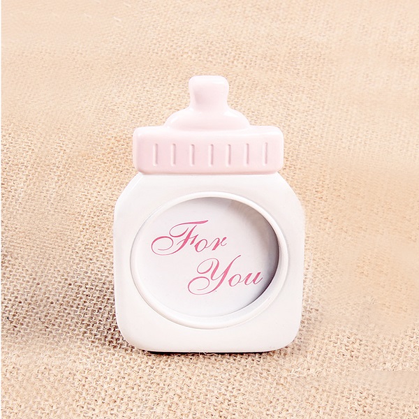 Nappflaska form plast fotoram heminredning baby shower fotosamling söta barn födelsedag tillbehör rumsdekorationer: Rosa