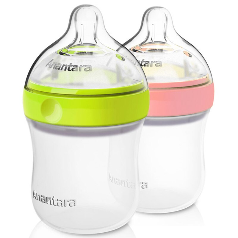 160ml/240ml voedingsbekers silicagel fles brede mond valbestendig anti-winderig pasgeboren baby schattige watermelk flessen