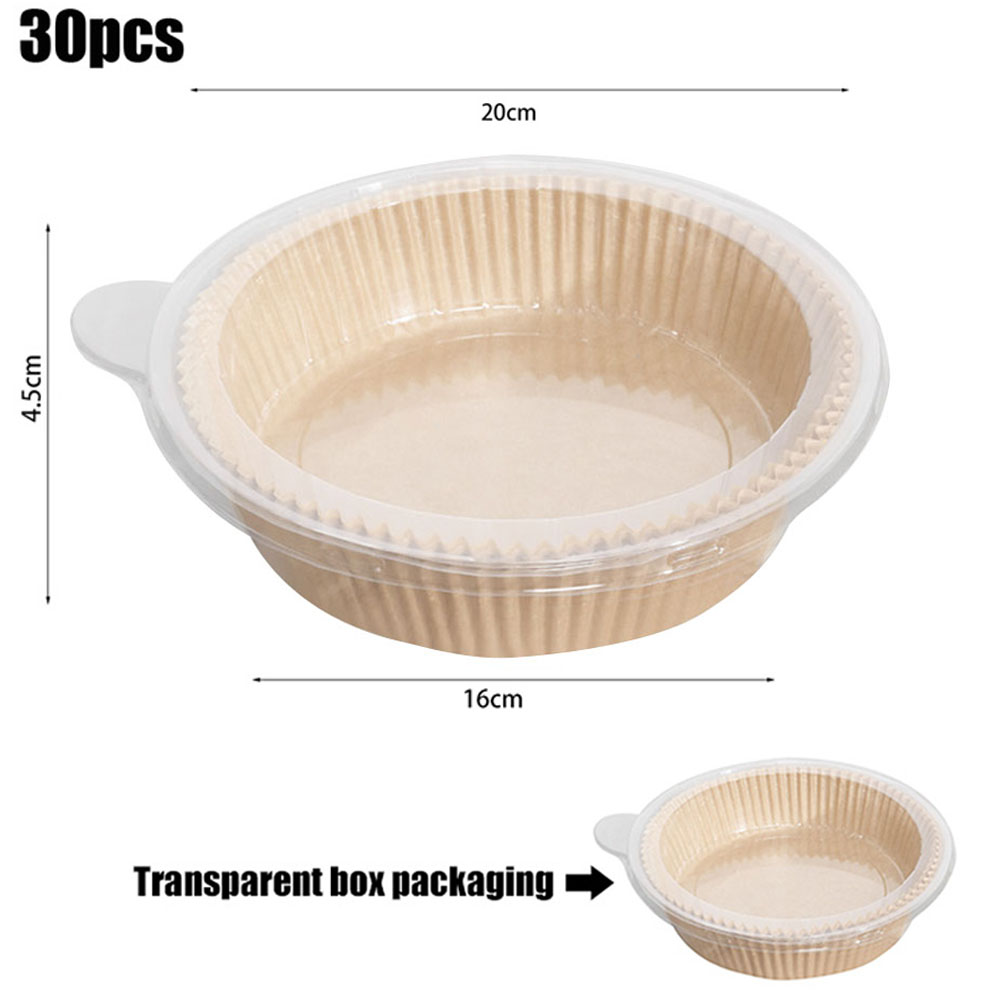 50pcs Air Fryer Liner Steamer Liner Disposable Wood Pulp Paper Non-Stick Steaming Basket Mat Baking Oil Paper Mat for 3-6L Fryer: 30pcs Brown 16cm B