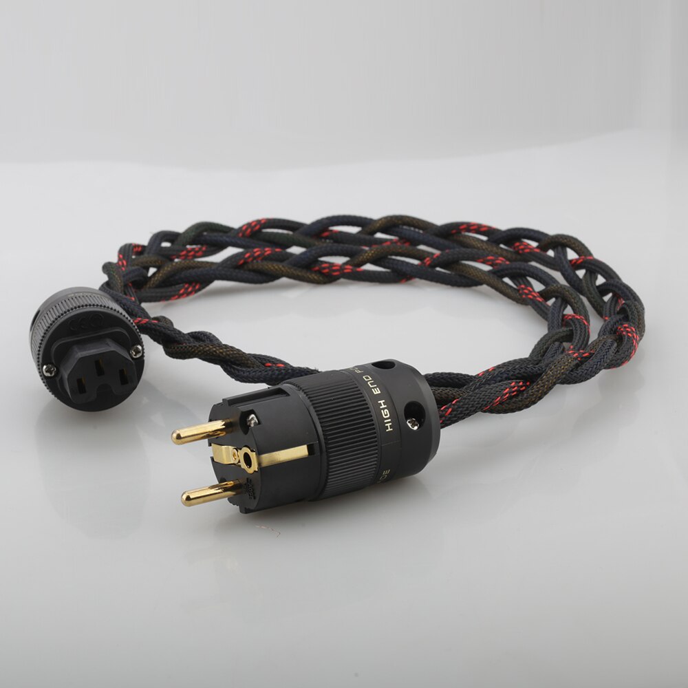 P103 Audiocrast Schuko Mains Power Cord Cable HIFI CD Amplifier Amp EU Power Plug Cable Braided AC Power Kabel