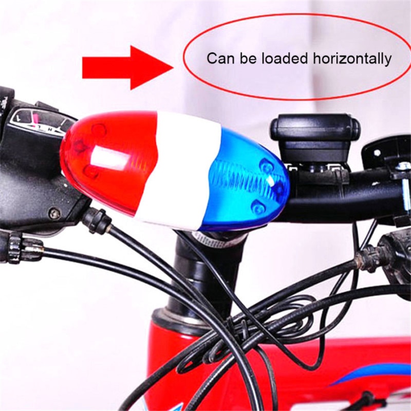 4-Tone Fiets Elektronische Hoorn 6 Led Multifunctionele Fiets Lamp Waterdicht Bike Politie Auto Licht Fiets Accessoires 120dl Bike bell