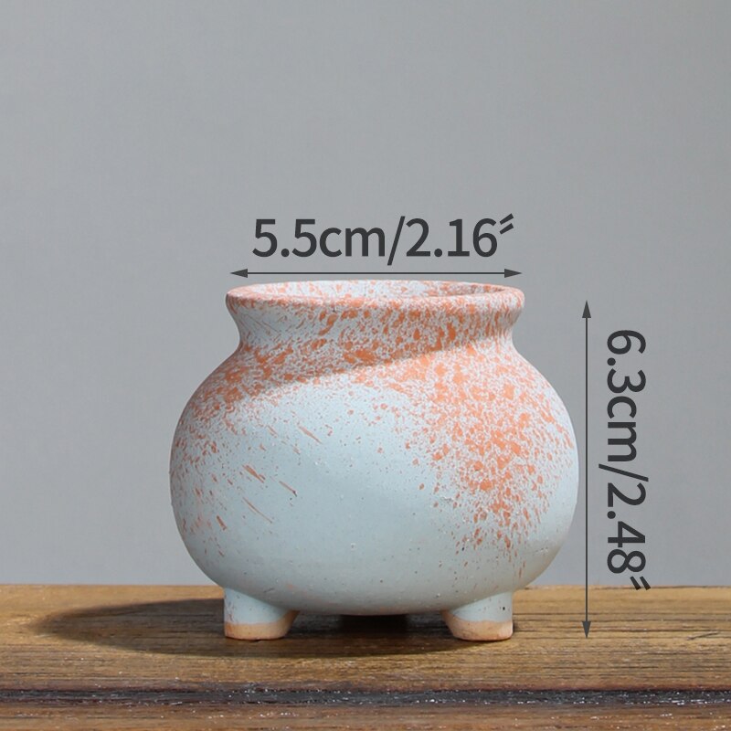 Petit pot de fleurs en céramique, joli pot de fleurs Simple et givré, ornement de bureau, pour le jardinage: 9
