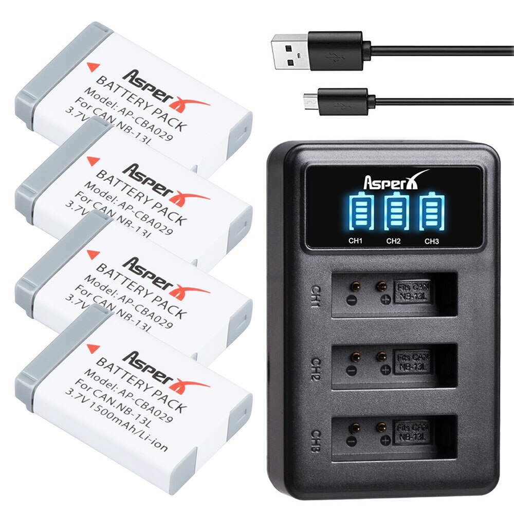 3Pcs 1500mAh NB-13L NB 13L Rechargeable Battery + LED 3-Ports USB Charger for Canon G5X G7X G9X G7 X Mark II SX720 HS Camera