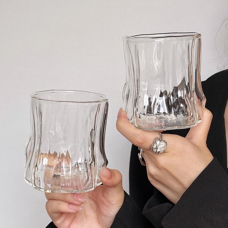 Tazas de café frío, tazas de vidrio estéticas, tazas de café helado, vasos de vidrio, tazas de cóctel, accesorios de escritorio de cocina