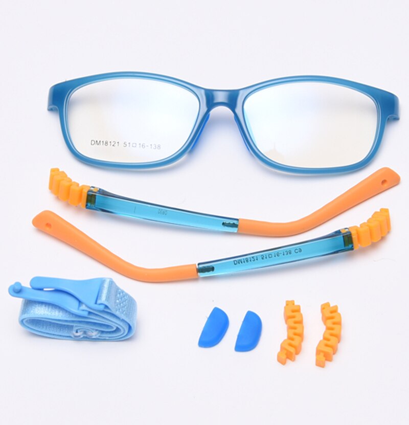 Peekaboo silicone square glasses for kids boy clear lens tr90 blue pink girl optical glasses frame for children ultraligt: blue orange frame