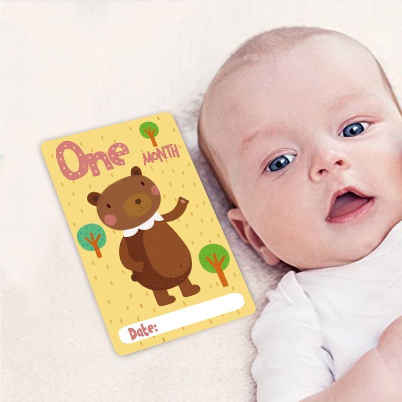 Baby milepæls fotokort - indstil  of 12 fotokort for at fange din babys mindeværdige øjeblikke til det første år