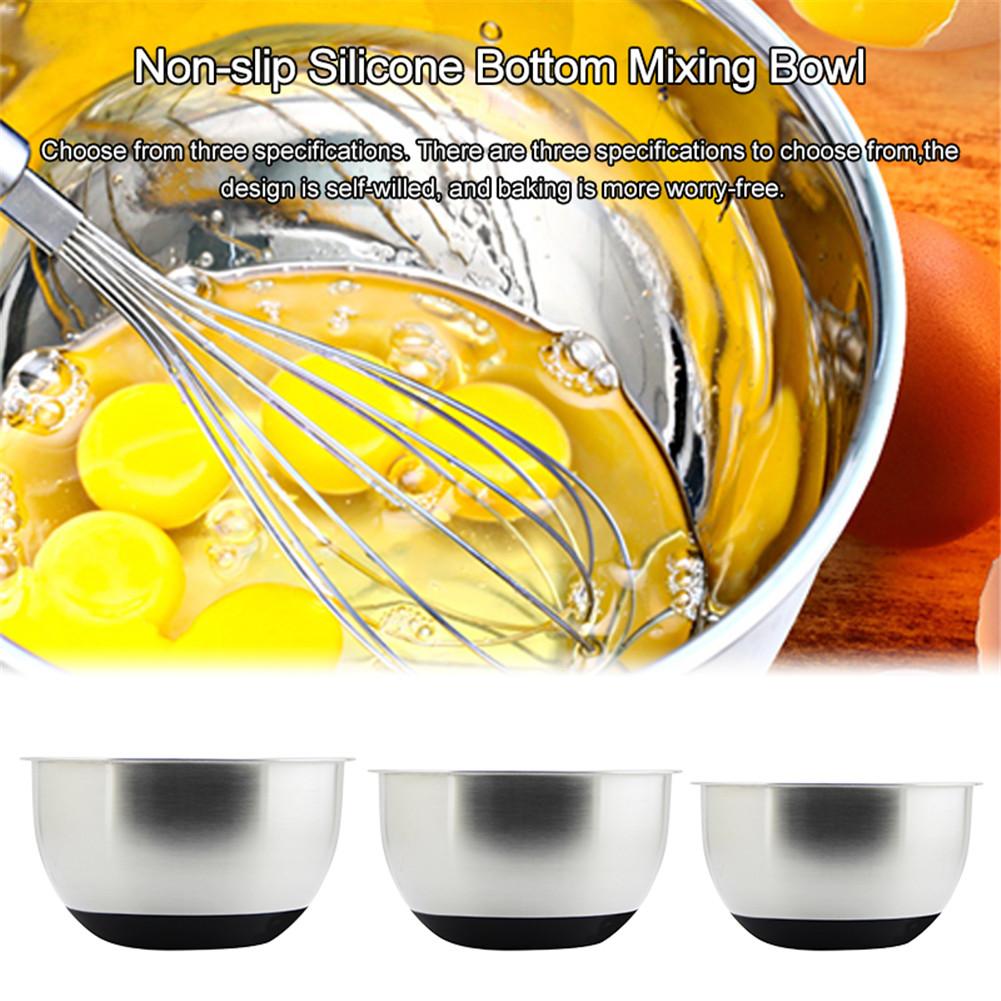 3 types Stainless Steel Mixing Bowl with Ergonomic Non-Slip Silicone Base Kitchenware Kitchen Cooking Baking Salad