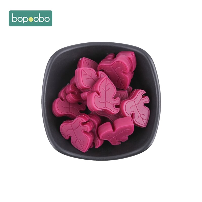 Bopoobo Silicone Teether Bead 10pcs BPA Free Silicone Turtle Leaf Beads Silicone Beads Baby Teething Beads Baby Teether: Wine red