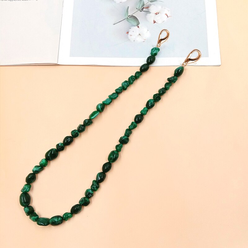 60cm DIY Austauschbare Tasche Griff Perle praktisch Kette Tasche Zubehör Handtasche Gurt Alle-spiel Acryl Schulter Taschen gürtel: Grün