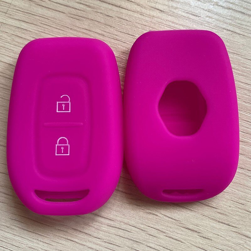ZAD Silicone rubber car key cover case shell set for Renault Duster dacia scenic master megane 2 button remote key cover: deep rose