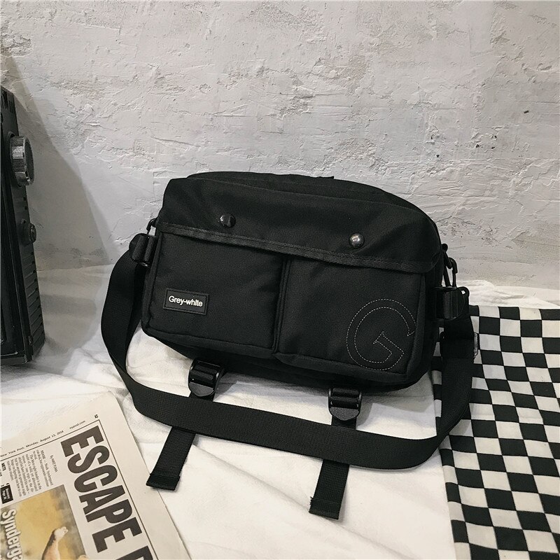 Messenger Bag Couple Original Uoct.all Tooling Bag Ins Function Sports Bag Girl Wild Diagonal Shoulder Bag: Black