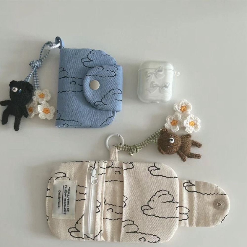 Cute Student Coin Purse Card Simplicity Floral Korean Wallet Card Holder for Girls Portable Cute Small Storage Bag