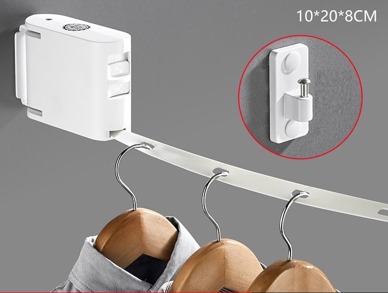 Retractable Clothesline Invisible Free Punching Indoor Outdoor Wall Hanging Balcony Bathroom Shrinking Clothes Drying Rack Rope: B-White belt