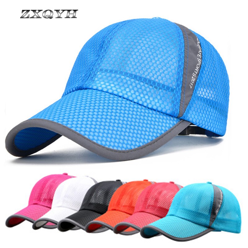 Zxqyh sommar vandring keps mesh berg camping sport hatt kvinnor baseball snapback svarta män kepsar löpning vandring fiske hatt kepsar