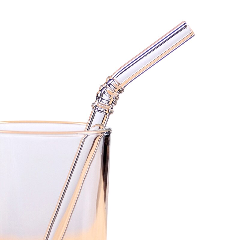 Paja de beber de vidrio paja de colores vaso pajillas de alto borosilicato resistente al calor rectas curvadas: T