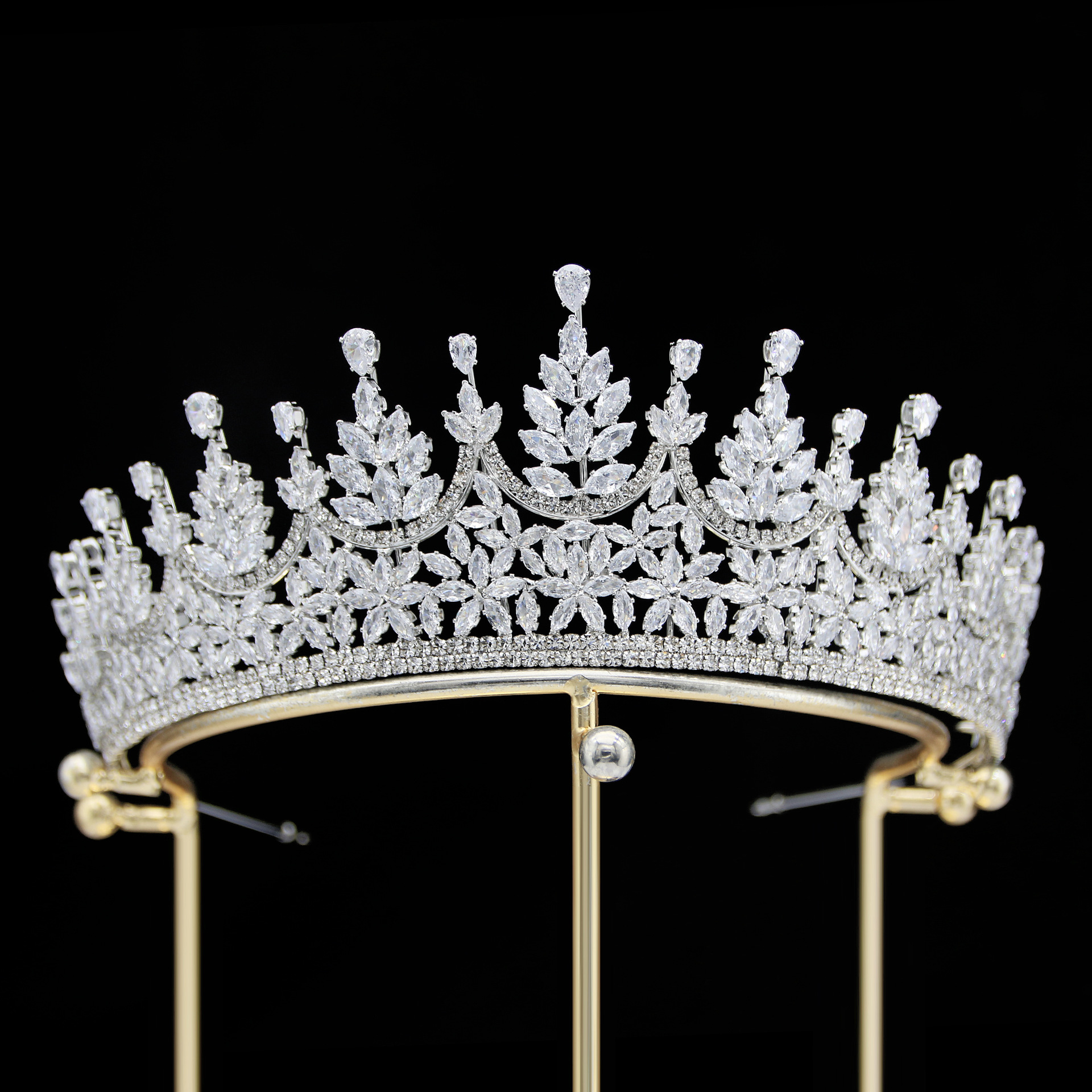 AAA Zircon Tiaras and Crowns CZ Zirconia Diadem Bride Princess Queen Gold Color Headband Wedding Accessories Bridal Hair Jewelry