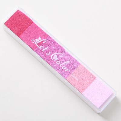 Tampon encreur pour peinture au doigt, 6 couleurs, dégradé de couleur bonbon, coréen: Pink