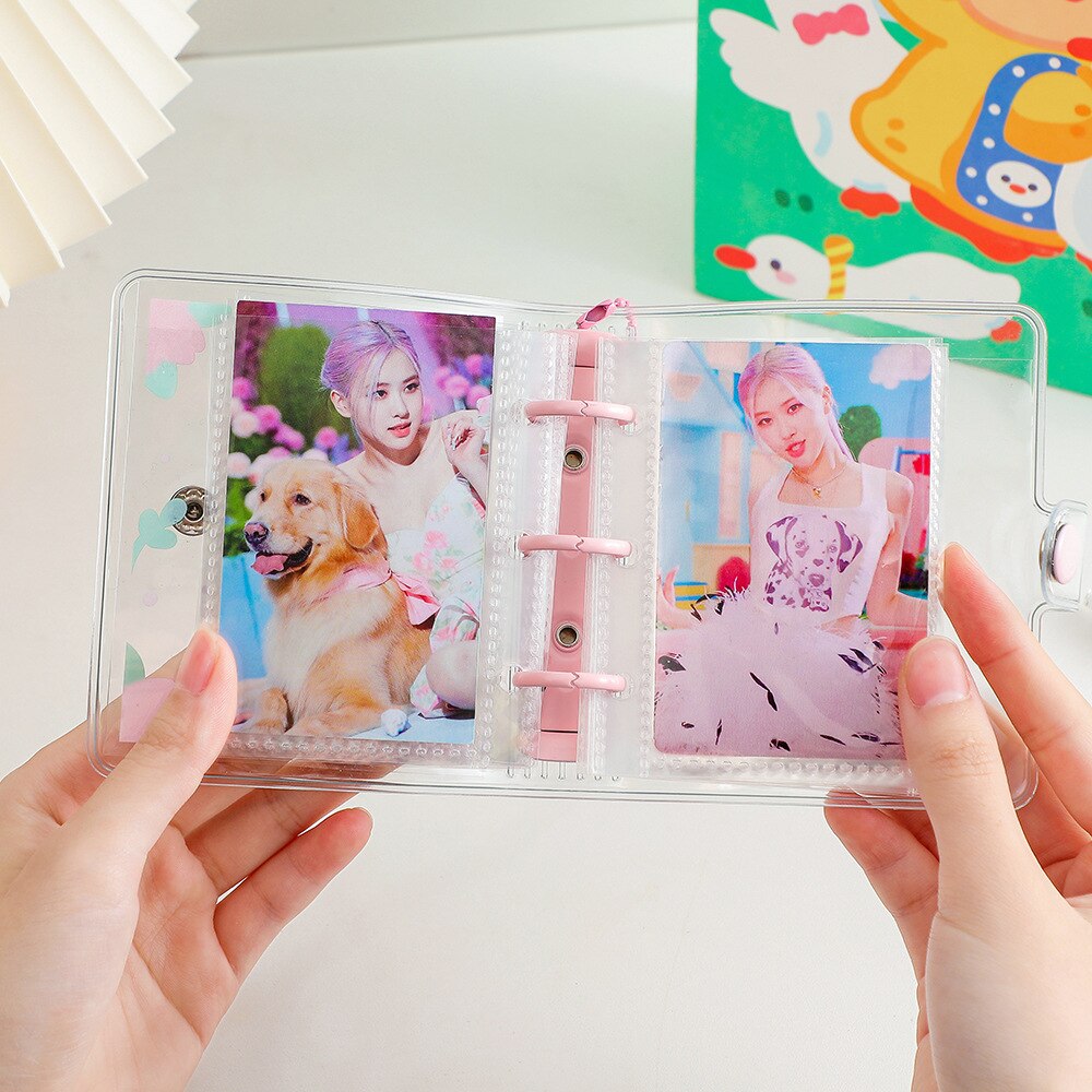 3Holes Mini PVC Loose Leaf Diary Transparent Pocket Small Journal Traveler Notebook Cute Cartoon DIY Planner Set