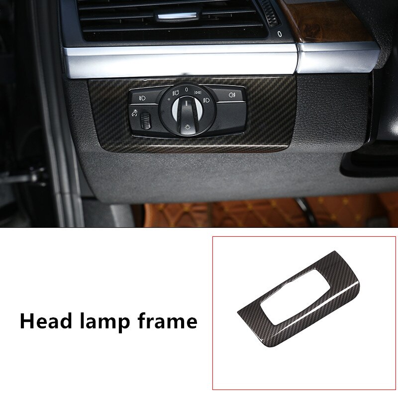 Consola Central Soporte para vasos cubierta de marco decorativo embellecedor para BMW X5 E70 accesorios interiores de Color de fibra de carbono: head lamp