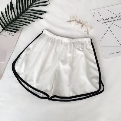 Pantalones cortos sencillos e informales para mujer, Shorts ajustados elásticos de verano para entrenamiento, Fitness, playa,: Blanco / L