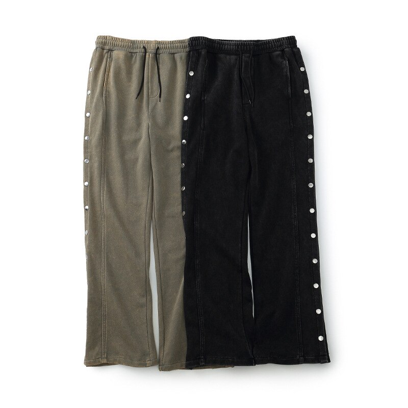 Hommes côté boucle Vintage Style ancien pantalon droit décontracté homme Streetwear Hip Hop pantalon survêtement pantalons de survêtement