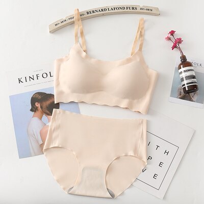 Sømløs bh-sæt til kvinder undertøj push-up lingeri sæt trådfri bh og trusser sæt plus størrelse sml xl størrelse intimates: Anzdtzskin
