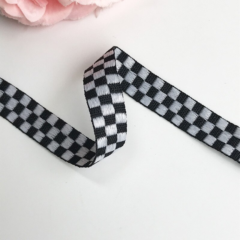 Polyester Black White Plaid Webbing Computer Jacquard Webbing Plaid Clothing Hats Luggage Decorative Webbing Sewing Accessories: 1.5CM
