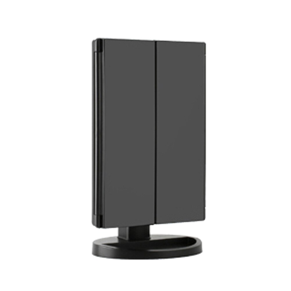 LED Makeup Vanity Mirror Tri-Fold 2X 3X Magnification Light Rotating Adjustable Touch Dimming Makeup Mirror: Black