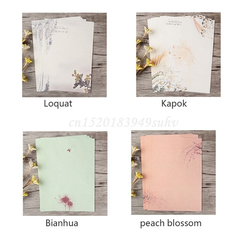 32pcs/Set Home Vintage Writing Letter Paper Retro Writing Stationery School Supplies: B