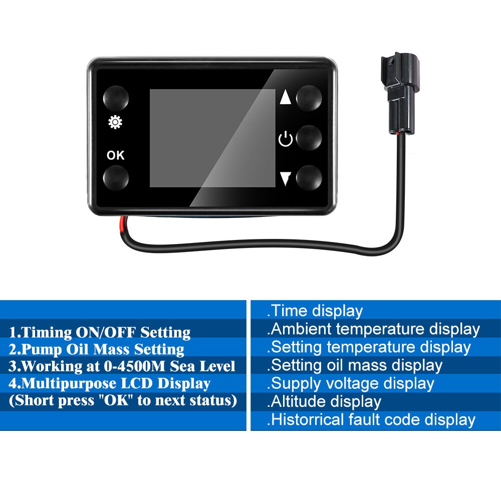Interrupteur de moniteur LCD universel 12V/24V + accessoires de télécommande pour piste de voiture, chauffage à Air diesel, Kit de contrôle de stationnement