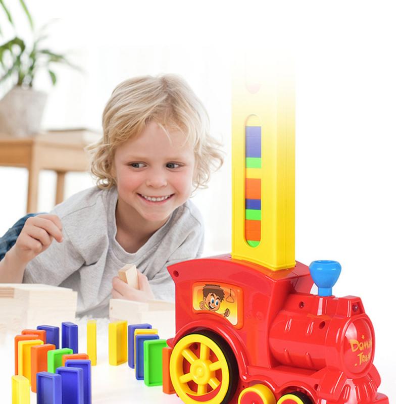 Juego de dominó eléctrico automático para niños, juguete de plástico de dos tipos de tren, modelo mágico automático, Juguetes educativos de dominó