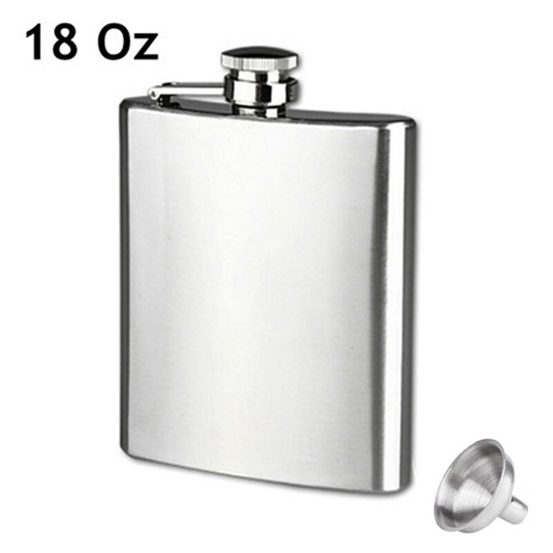 Petaca personalizada de acero inoxidable con embudo para licor Whisky vino 4 5 5 5 6 6 7 8 9 10 18 OZ al aire libre frascos de bolsillo portátil botella de Alcohol: 18 OZ