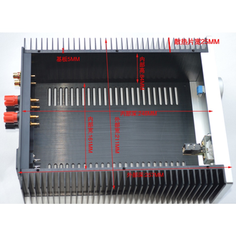 KYYSLB 212*90*257MM Alle Aluminium Klasse A Preamp Verstärker Chassis Box Haus DIY Gehäuse mit Füße schrauben Verstärker Fall Shell