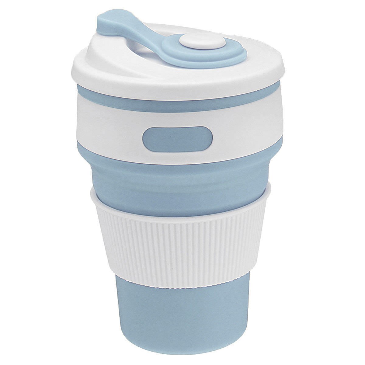 6 farver sammenklappelig kaffekop silikone krus til vandring genanvendelig bærbar cykel vandre vandflaske: Himmelblå