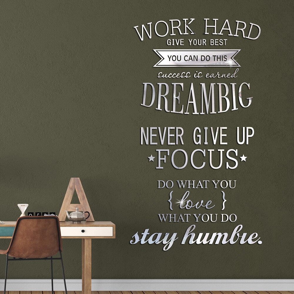 English Letters Proverbs Work Hard Wall Stickers Wallpapers Kid Baby Room Bedroom Decor Dormitories Removable Waterproof