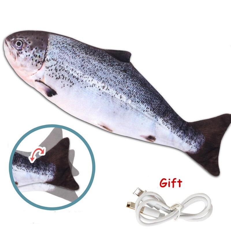 Katt viftar kattmynta leksak fisk usb elektrisk laddning simulering dans hoppa rörelse floppy fisk katt leksak elektronisk fisk för katter: D