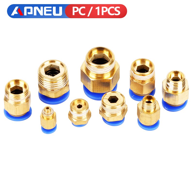 Stk luft pneumatisk montering lynkobling  m5 4mm 6mm 8mm 10mm 12mm udvendigt gevind 1/4 1/2 1/8 3/8 komprimeret slangerør