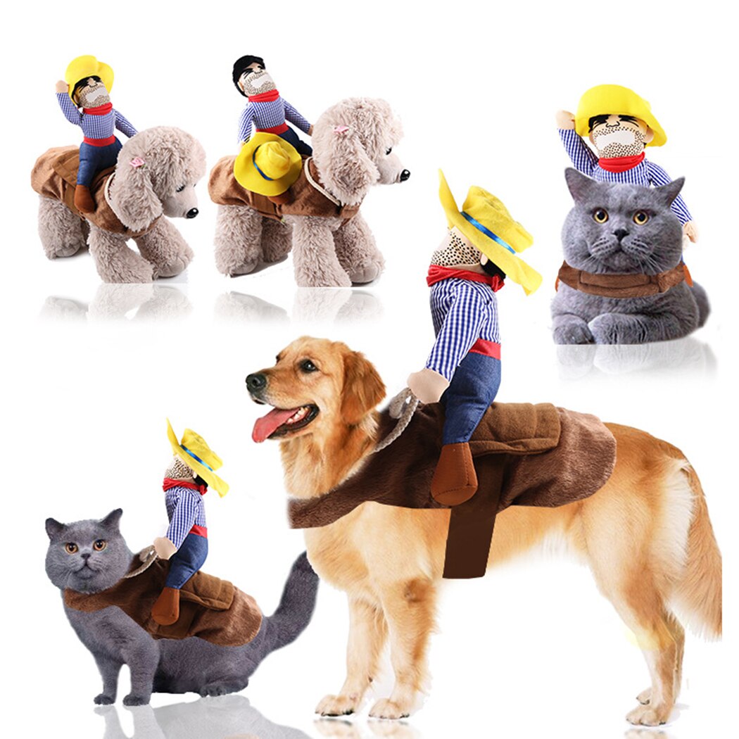 Cowboy Rider Hond Kostuum Voor Honden Outfit Ridder Stijl Met Pop En Hoed Pet Kostuum Voor Halloween Hond Draagtas kostuum