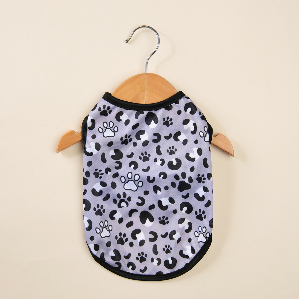 Leopardprint kattevest klær for små mellomstore hunder sommer pustende valp kattunge kostyme sphynx yorkies chihuahua mops jakke: Xl / Grå