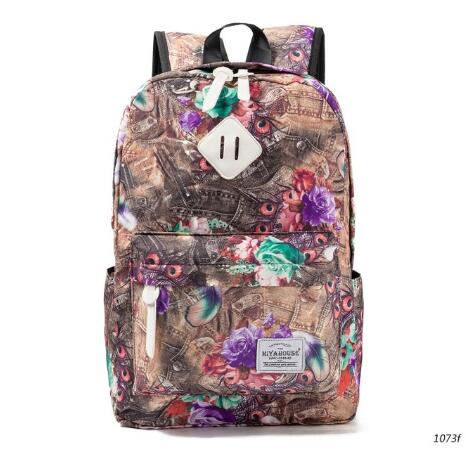 Miyahouse Bloemen Afdrukken Rugzak Vrouwen Canvas Reizen Mochila Schooltas Voor Tiener Meisjes Verse Stijl Rugzak: 1073f