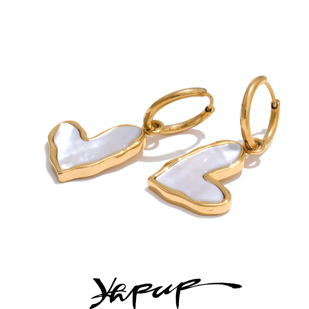 Yhpup Dikkere Natuurlijke Schelp Hart Liefde Hoepel Oorbellen Charme Mode Prachtige Sieraden Accessoires 2025