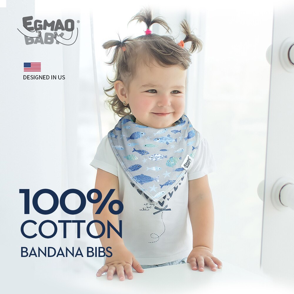 Baberos de Bandana para bebé Unisex, Baberos para dentición y goteo, paquete de 4 Baberos de algodón orgánico de 100% suave