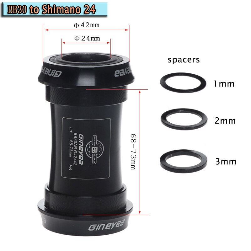 Gineyea BB30 PF30 Bottom Bracket Sealed Bearing Press-fit MTB Road Bike Holowtech XT Sram Gxp 24 22mm Mountain Bicycle BB Set: BB30 to Shimano 24