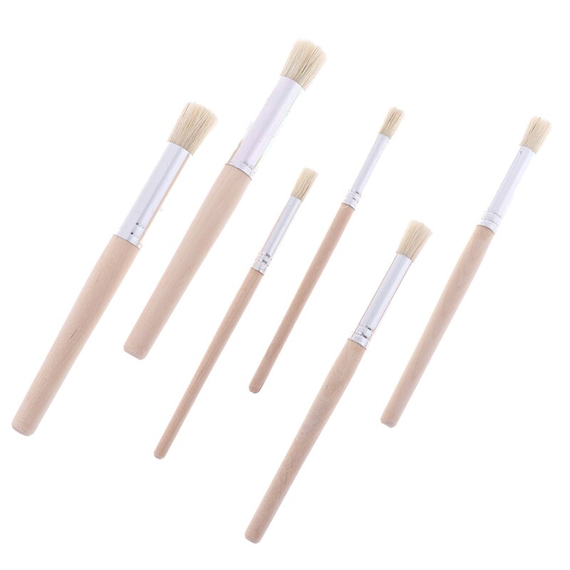 6Pcs Hout Staven Haren Tekening Hollow Template Borstel Acryl Olie Borstel Schilderij Borstel Set Art Supplies