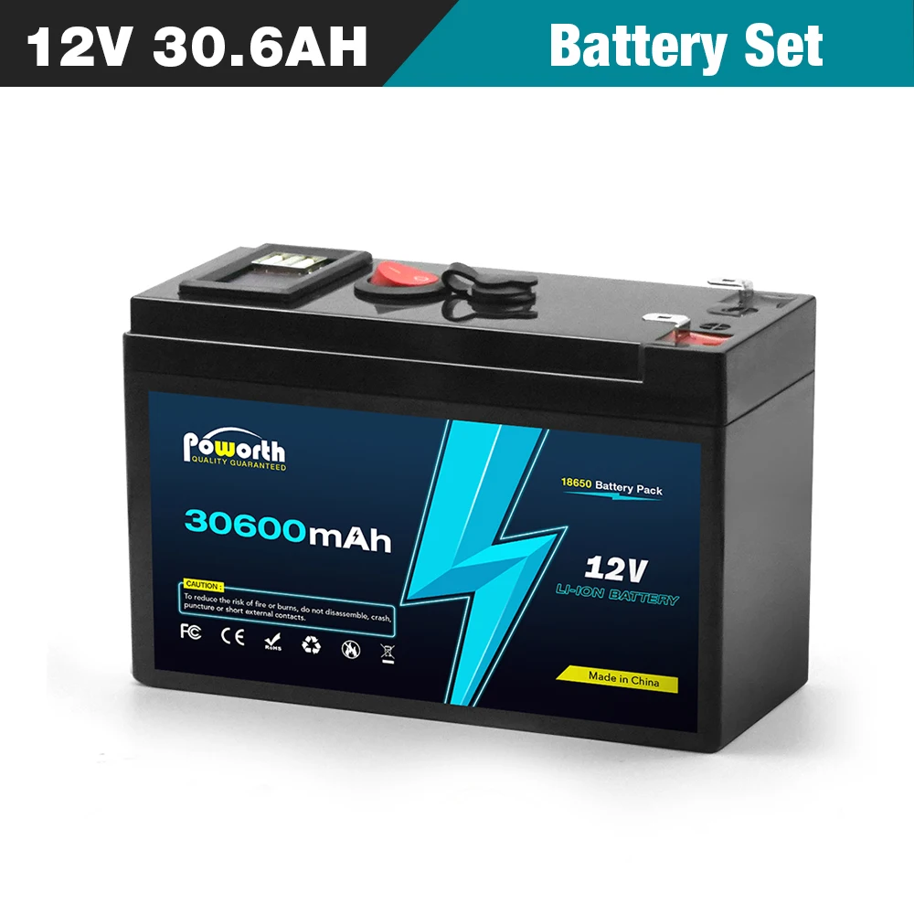 12 V 30,6 Ah LiFePO4-Lithiumbatterie, integriertes 30 A BMS, über 5000 wiederaufladbare Deep-Cycle-Batterie, perfekt für Solarenergie: Lila