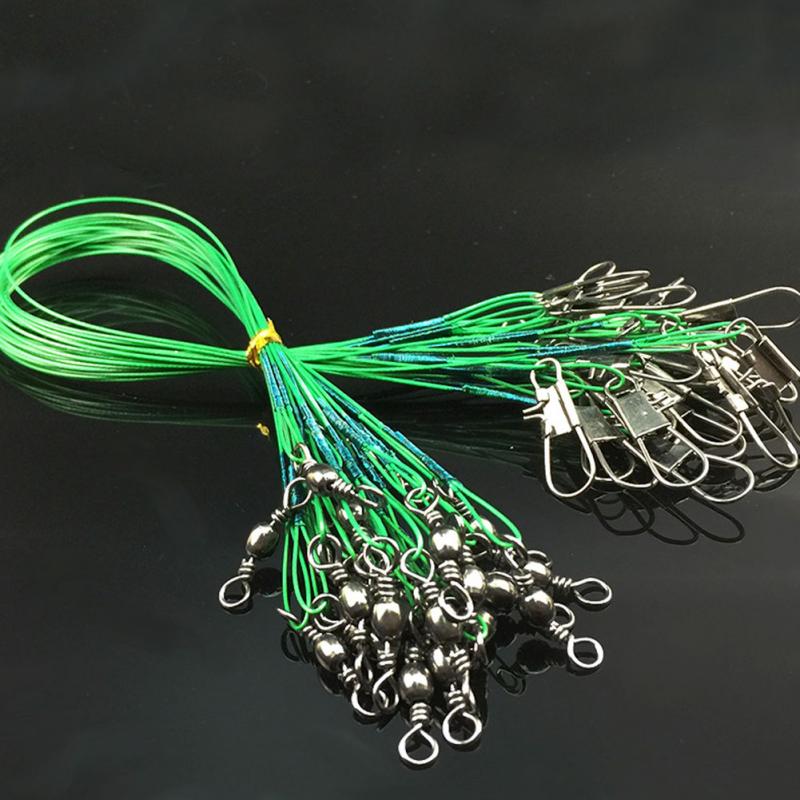 Ligne laisse leurre hameçon ligne Trace fil Leader pivotant Snap Spinner10pcs/lot pêche fil requin filature Expert 15cm 20cm 25 cm