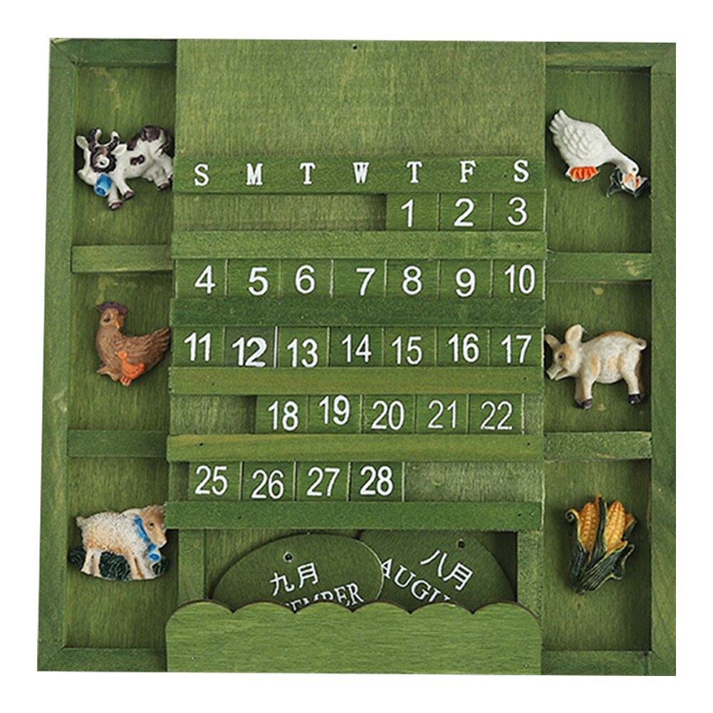 Evig væg kunst hængende træ kalender håndværk dekorativ genanvendelig permanent blok hjemmekontor dyr praktisk vintage manual